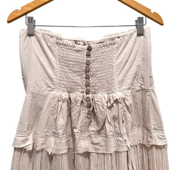 Free People Milan Midi Dress Strapless Cotton Boho Cottagecore Fairy Cream L - Picture 8 of 13